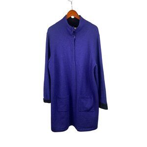 Chicos Long Purple Wool Coat Jacket Size 3